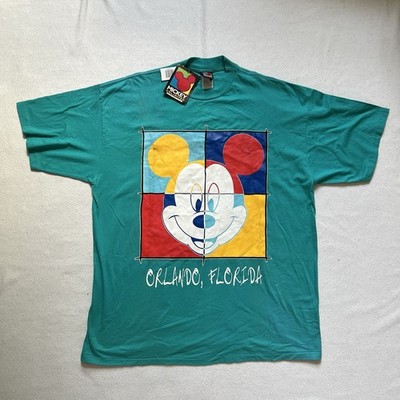 Disney Vintage T-Shirt Mickey Mouse Disney World Orlando Florida XL 48'' türkis 90er