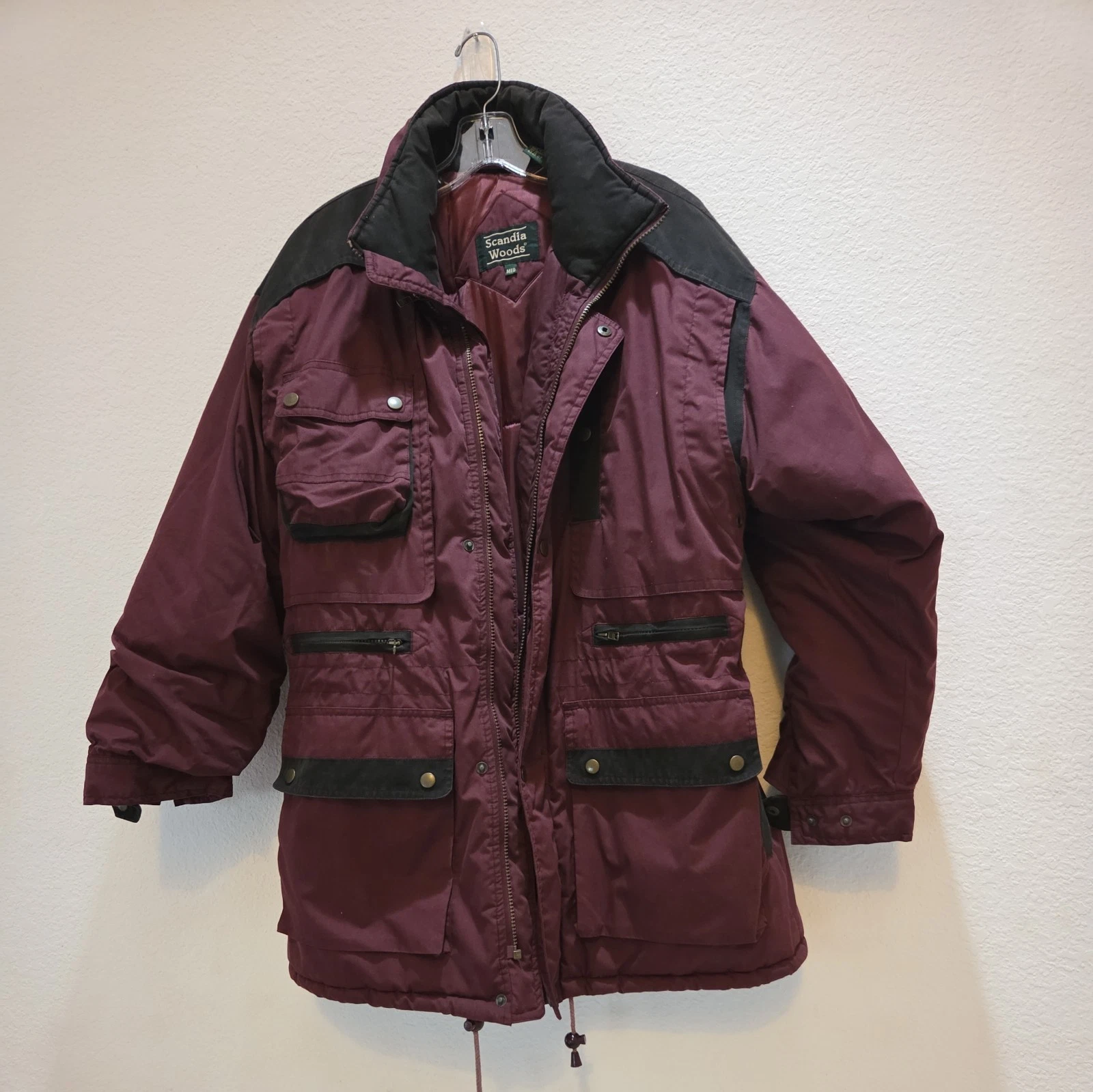 VTG Scandia Woods Unisex Camping Jacket Lined Collared Marroon Med VTG Jacket