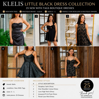 KLELIS Boutique Little Black Dress Collection | 25 New NWT Dresses-reseller lot