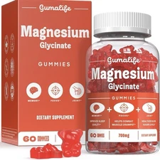2 PCS 700mg Sugar Free Magnesium Glycinate Gummies Improve Sleep Promotes Focus
