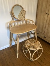 Bamboo Dressing Table With Mirror And Stool