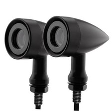 Universal Motorcycle LED Turn Signals Lights Small Bullet 2PCS Rear RING-Black