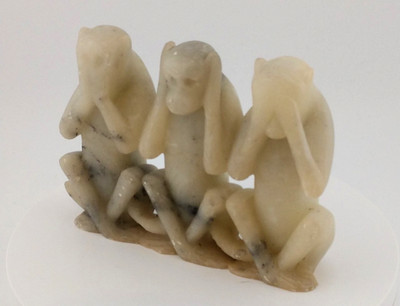 Moderate Sized 3-Monkey (See, Hear, Speak No Evil) Hard Stone From China