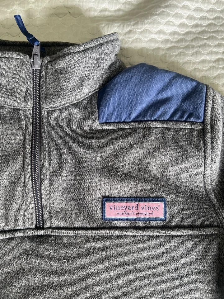 Sudadera Vineyard Vines Agua Salada 1/4 Cremallera Niños Azul Marino y Gris Pullover Talla L 16 Foto 2 de 4