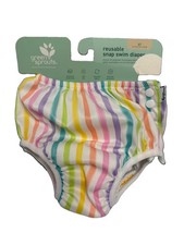 NEW Green Sprouts Reusable Swim Diaper Eco Snap 4T Girl Rainbow Stripe Swimsuit