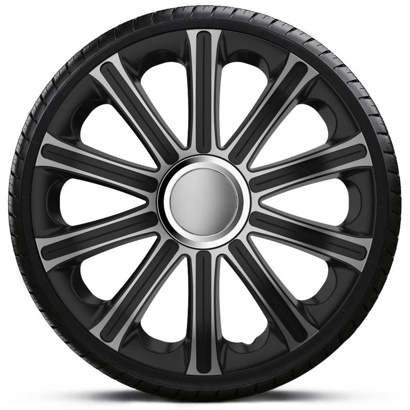 Wheel Trims 14" Black Silver Hub Caps Modena x4 Fits Peugeot 206 - Image 3 of 4