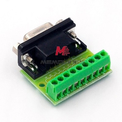 D-sub DB9 RS232/485 Serial to 9pin 9Hole Port Terminal Adapter Breakout Board *g