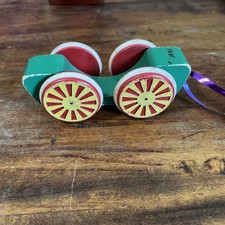 VTG - Child  s BRIO Four Wheel Pull Along Wooden Vehicle Green/Red/Yellow -SWEDEN