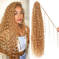 Goddess Boho Box Braids Crochet Hair - 8 Packs, 24 Inch, Synthetic, Black Women