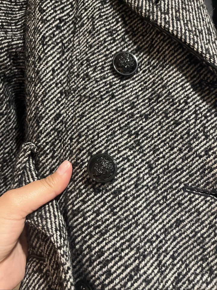 Abrigo para mujer Banana Republic blanco y negro botones detallados Petite XS vintage Foto 2 de 4