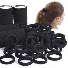 200PCS Black Hair Ties for Women Girls Seamless Thick Band Elastic Hair...