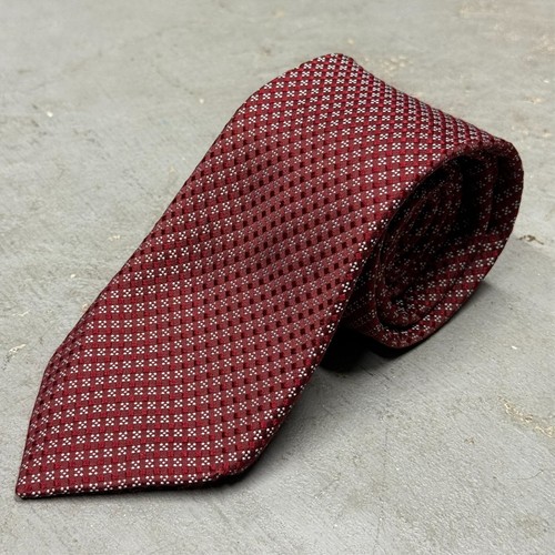 Corneliani Tie 100% Silk Made in Italy Basketweave Red Textured 3.5" - Picture 7 of 7