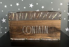 Rae Dunn CONTAIN Storage Container Box Crate With Handles 16  x 13  x 9  RARE