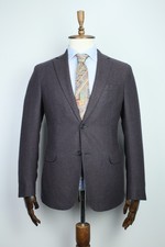 ERMENEGILDO Z ZEGNA Purple Flannel WOOL Checks Coat Blazer Jacket 50IT 40US/UK