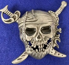 Metal Belt Buckle Pirates of Caribbean Skull Sword 3.5