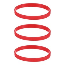 3pcs Plain Silicone Wristbands 7 Inch Circumference 1/4 Inch Width, Red