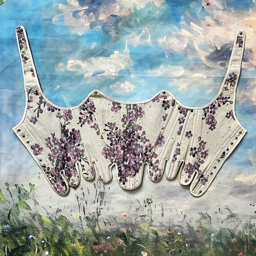 Korsett Blütenblatt Bustier Schnürung entbeint Blumenmuster Vintage Mieder Kostüm Bühne - Bild 6 von 45