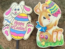 2 Happy Easter Yard Signs W Stakes Decorations Impact Plastics Large 23  25  