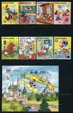 ANTIGUA & BARBUDA 1238-47 SG1327-34,MS1335 Used 1989 Disney set of 8+2MS CV$27