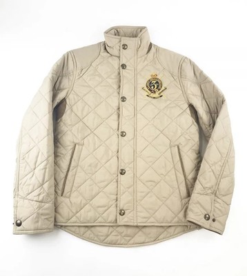 RALPH LAUREN SPORT Equestrian Riders Jockey Club Crest Quilted Jacket Coat Small | eBay