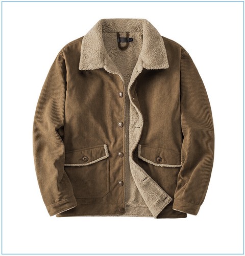 Men's Jacket Lambswool Top Coat Padded Thickened Plus Size Corduroy Gifts NEW - Picture 11 of 22