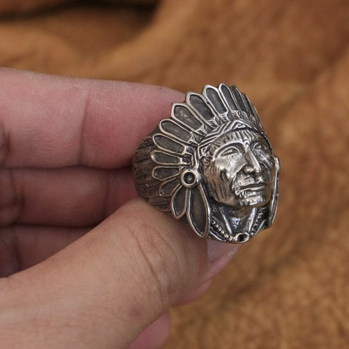 Cupronickel Indian Chief Ring Mens Biker Rock Punk Jewellery CP196C UK N½~Z4 - Picture 10 of 27
