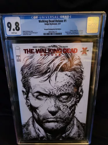 THE WALKING DEAD DELUXE #1 CGC 9.8 2nd Print RED Foil Skybound CVL Exclusive