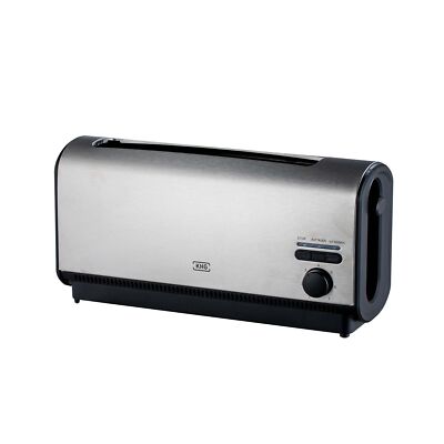 Toaster Langschlitz 2 Scheiben Edelstahl Brötchenaufsatz Krümelschublade KHG 