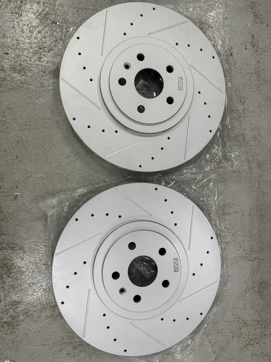 ZZP Cross Drilled & Slotted 390mm Front Brake Rotors Cadillac CTS