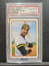 1987 BARRY BONDS TOPPS GLOSSY ALL STAR ROOKIE YEAR PSA 10 RARE CARD PITTS/GIANTS