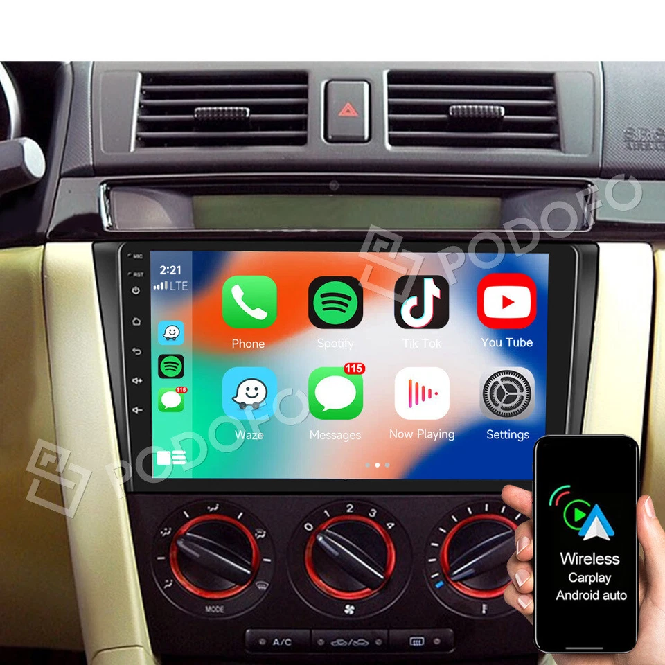 Radio estéreo para coche para Mazda 3 2004-2009 Carplay Android 15 GPS navegación WIFI FM RDS Foto 2 de 4