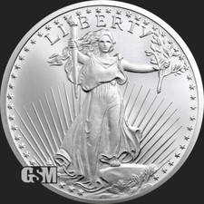 Saint Gaudens Design 1 oz .999 Fine Silver Round Collectible GSM 77.59 per troy oz