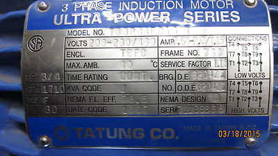Sumitomo SM-Ulysses 50:1 with Tatung 3 Phase .75 HP  Motor