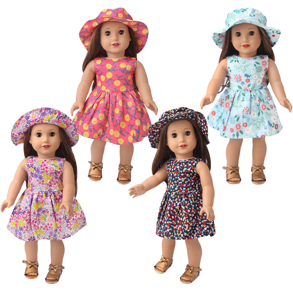 Floral skirt & cap set made for 18'' American Girl Doll party meet outfit