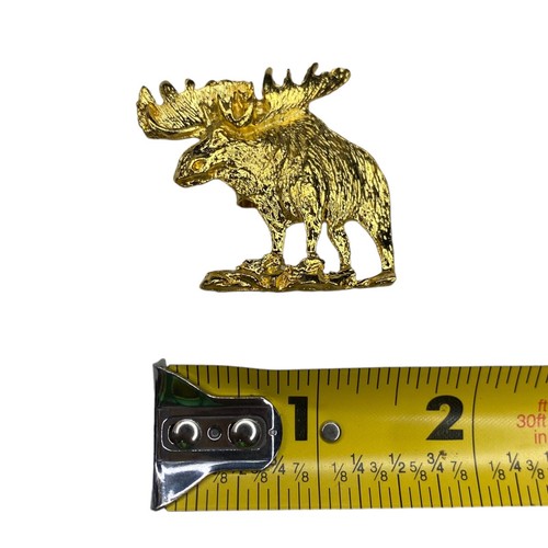 Vintage Gold Tone Moose Bolo Tie Clip Acessory for Western Rodeo Shirt Attire - Picture 3 of 3