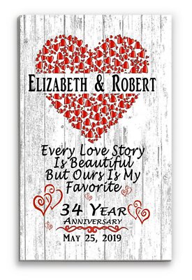 Personalized 34 Year Anniversary Gift Sign 34th For Husband or Wife - Him Her or