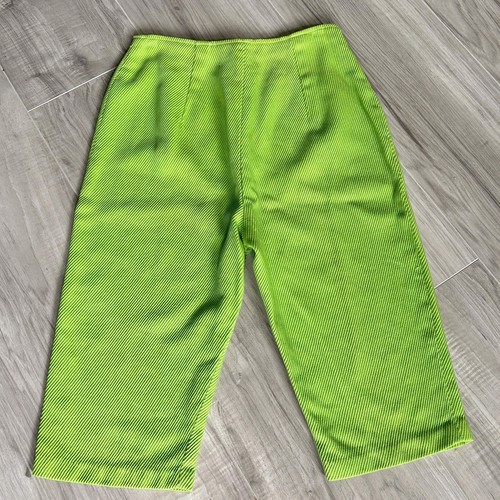 Vintage 50s/60s Lime Green High Waist Pedal Pushers Metal O-Ring Zipper Pull XS - Picture 6 of 7
