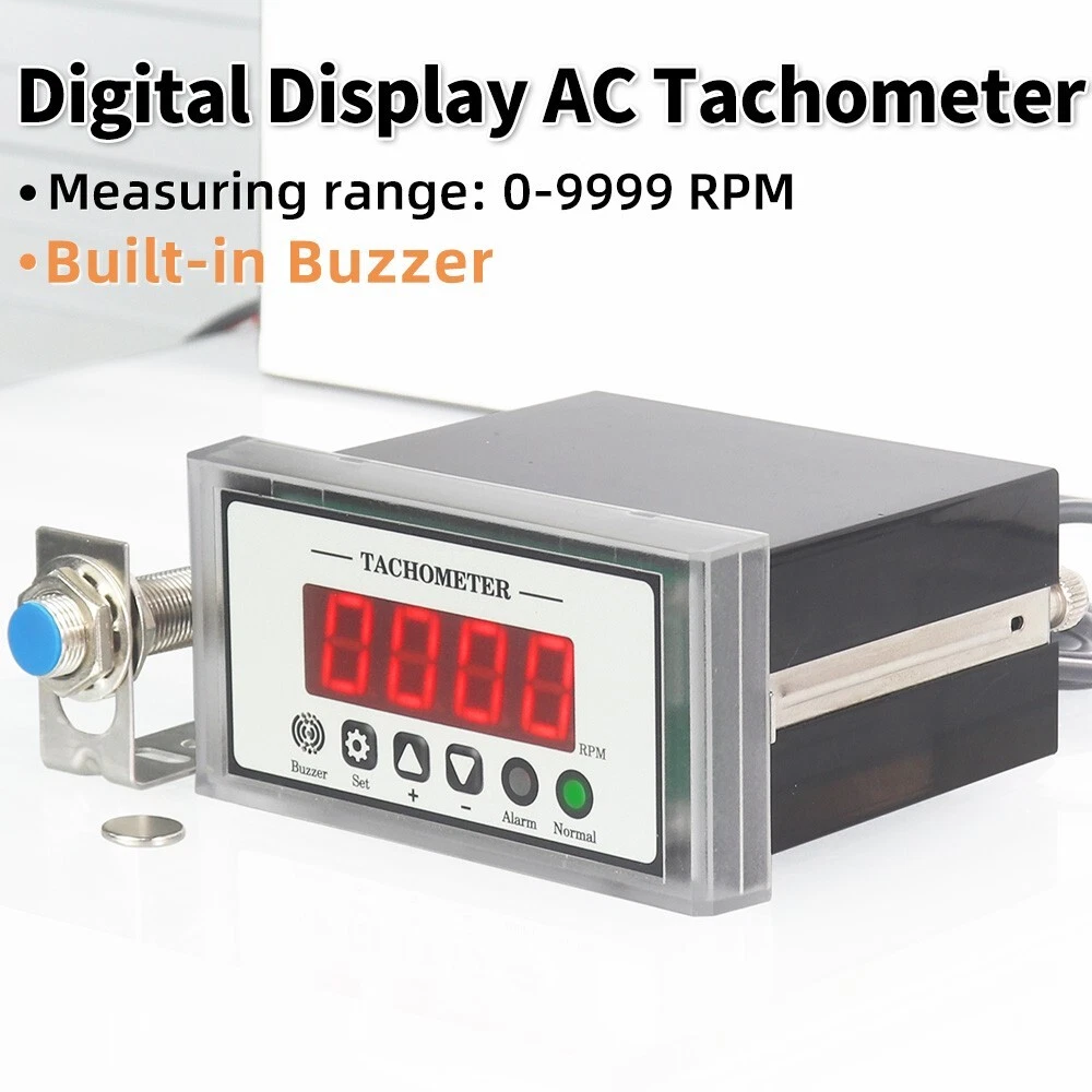 Tacómetro digital LED AC 110V monitor de RPM alarma de velocidad superior/bajo sensor de sala