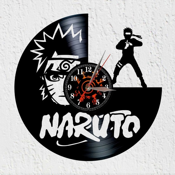 Vinywoody Vinyl Schallplatten Wanduhr Silhouette Ninja Anime Deko-image