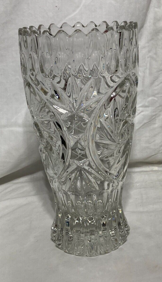 Tall Glass Vase① Vntg Kristal Toronto Tall Decorative Round Cut Glass Table Vase