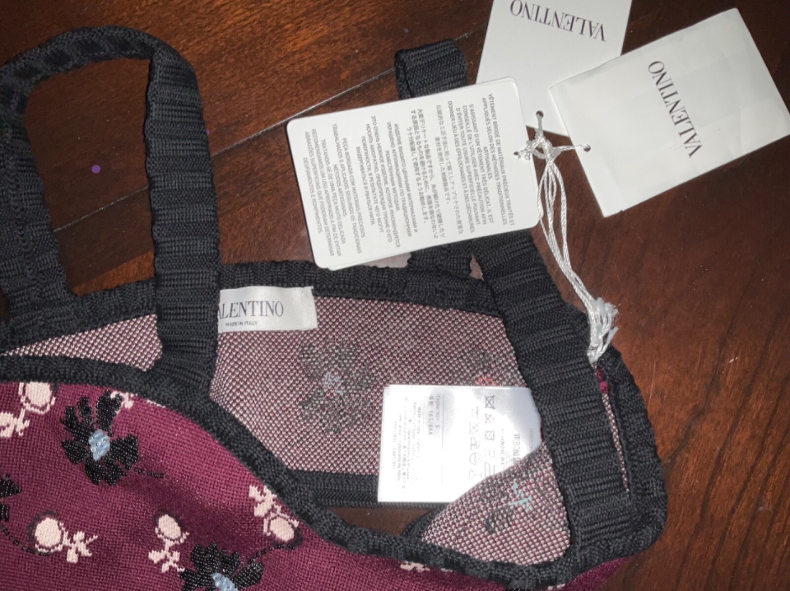 VALENTINO FLORAL VIRGIN WOOL CROP TOP SIZE S CASIS $990 image 4