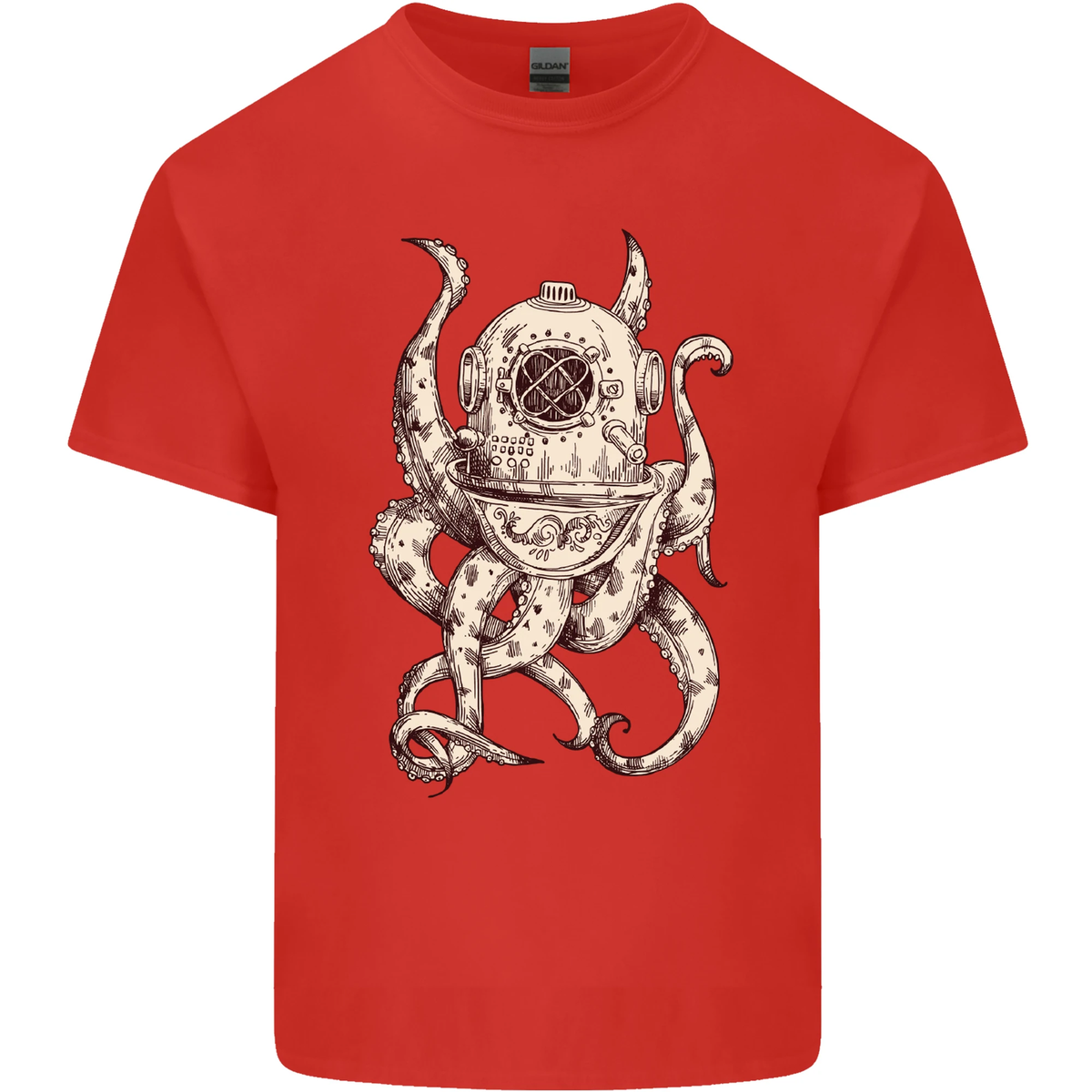 T-shirt Homme Cthulhu Octopus Kraken Octoskull - Coton Gildan - Neuf Sans Étiquettes