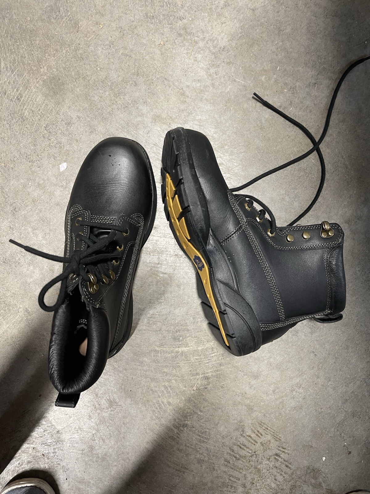 S Us 10.5 Xw Black Leather Steel Toe Boots