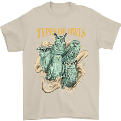 Arten Von Eulen Spezies Herren T-Shirt 100% Baumwolle