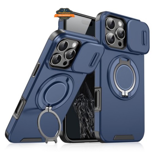 For Apple iPhone 16 Plus Hybrid Magnetic Ring Stand with Camera Slide Case Cover - Picture 2 of 34