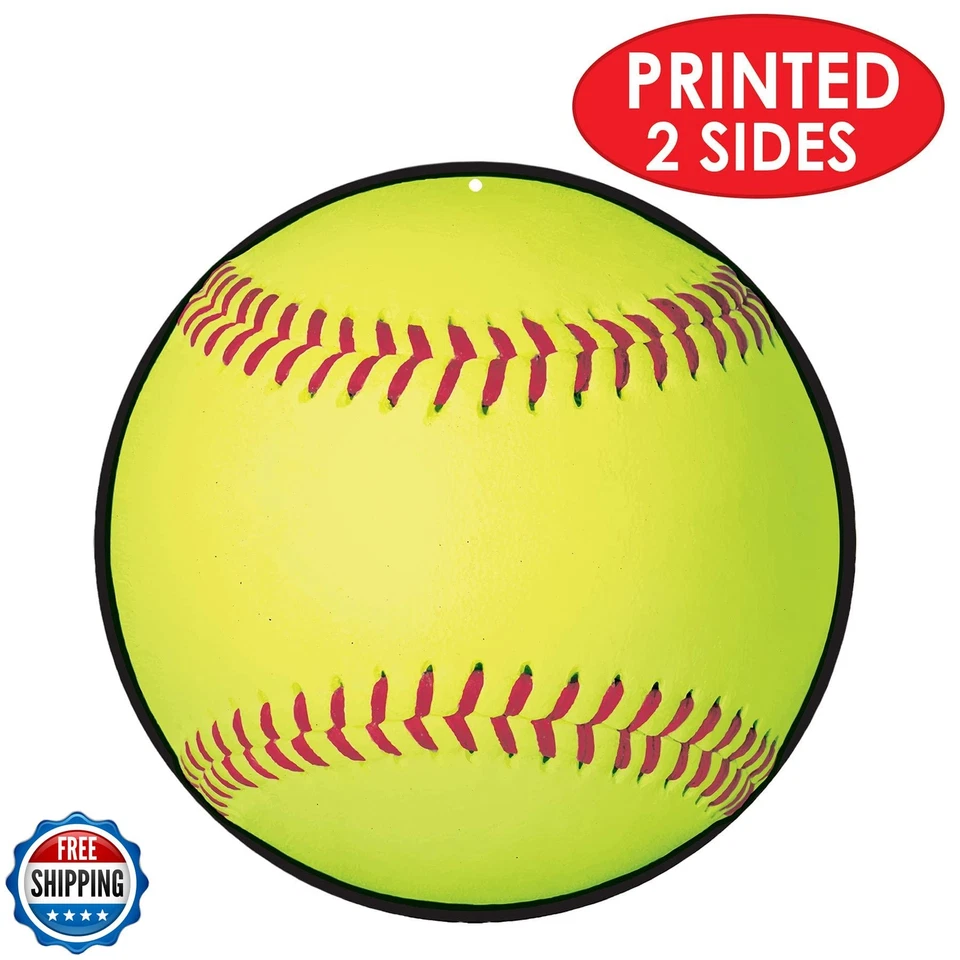Beistle 6-Piece Softball Cutouts in Yellow, Sports Themed Party Decorations, - Image 3 of 4