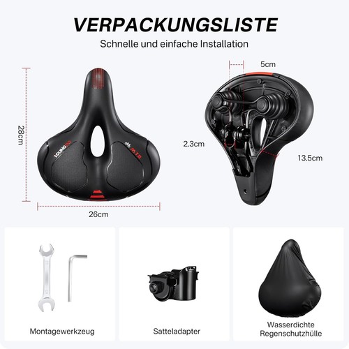 YOUNGDO Extra Breit Fahrradsattel, Gel Fahrradsitz Ergonomisch Fahrrad Sattel - Bild 6 von 7