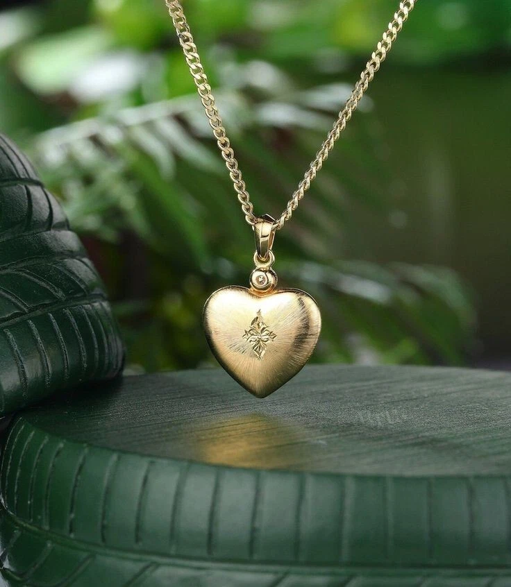 Simulated Ruby & Moissanite Heart Design Anniversary Pendant In 10K Yellow Gold - Image 3 of 4