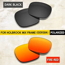 Black & Fire Red POLARIZED Replacement Lenses for Oakley Holbrook OO9384, 1.5MM