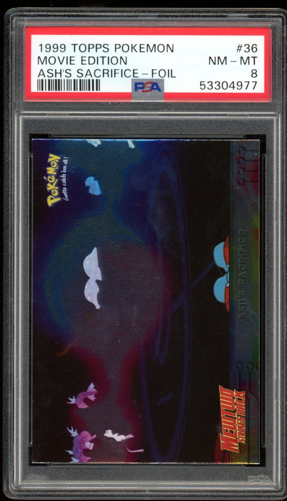 1999 Topps Pokemon Movie Edition Ash's Sacrifice #36 Holo Foil PSA 8 NM-MT